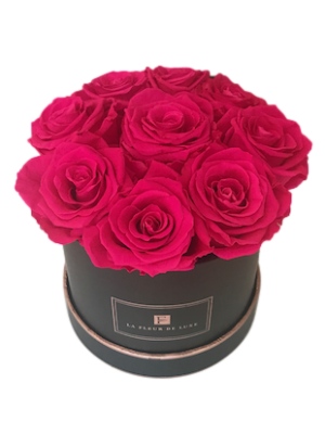 Hot Pink Luxury Roses in a Box Dome-Shaped Arrangement