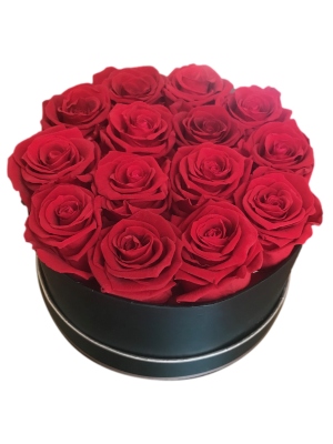 Roses That Last a Year in a Medium Tabletop Round Box