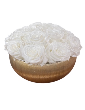 Roses That Last a Year in a Medium Gold Decorative Bowl