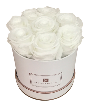 White Roses in a Small Round White Box